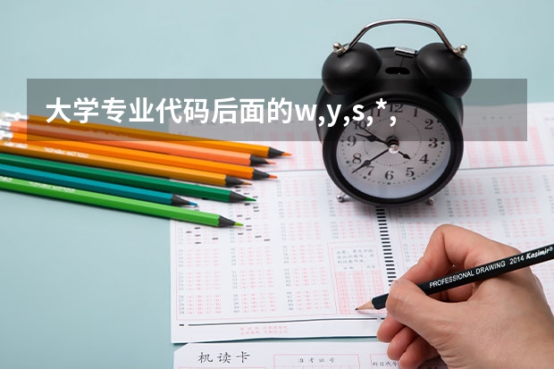 大学专业代码后面的w,y,s,*,H是什么意思